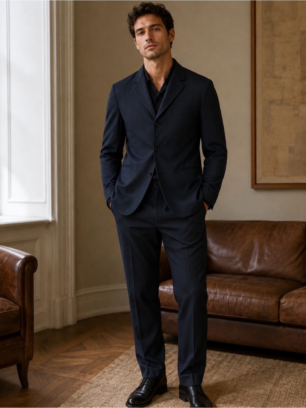 Armani Collezioni back pinstripe Suit Blazer & Trousers